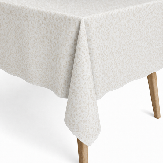 Jacquard Tischdecke aus beschichteter Baumwolle mit Fleckenschutz RIBALTO ORO beige goldene Blätter eckig rund oval