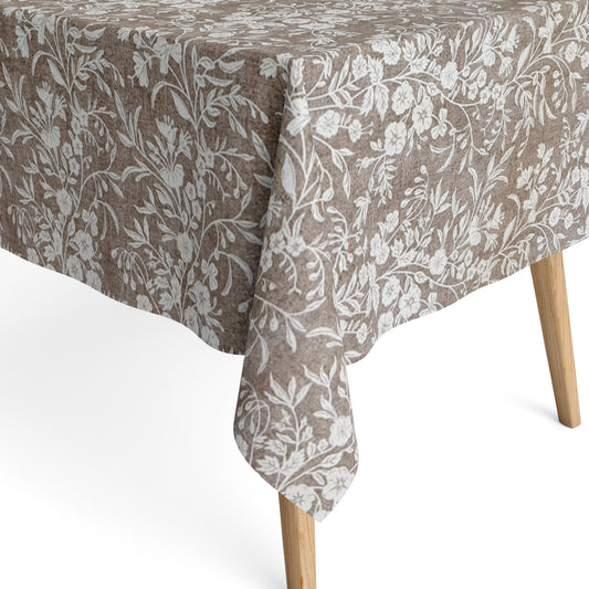 Jacquard Tischdecke beige Blumenranken