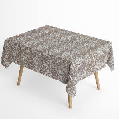 Jacquard Tischdecke beige Blumenranken