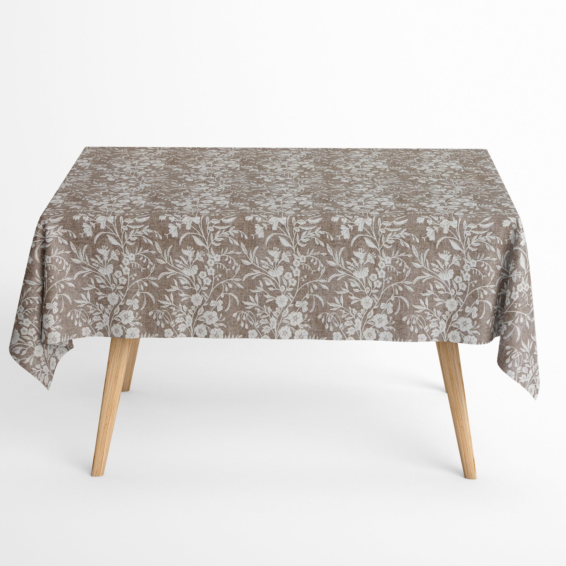 Jacquard Tischdecke beige Blumenranken