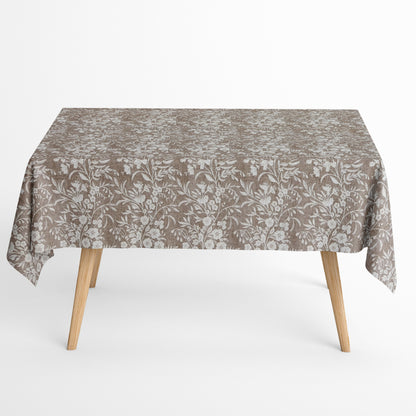 Jacquard Tischdecke beige Blumenranken