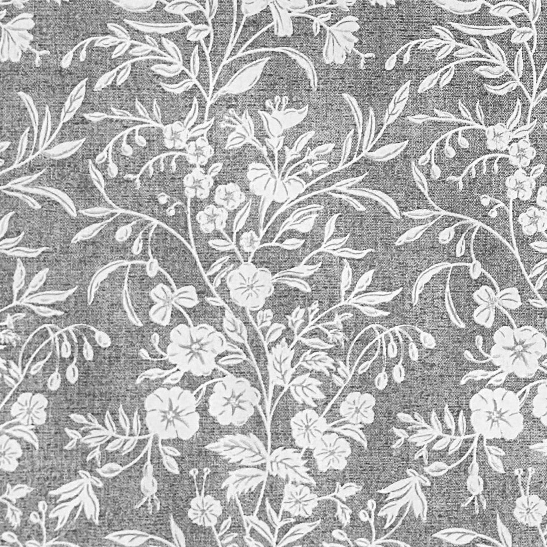 Jacquard Tischdecke Blumenranken auf grau