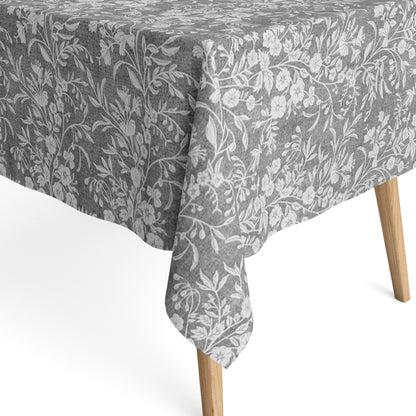 Jacquard Tischdecke Blumenranken auf grau