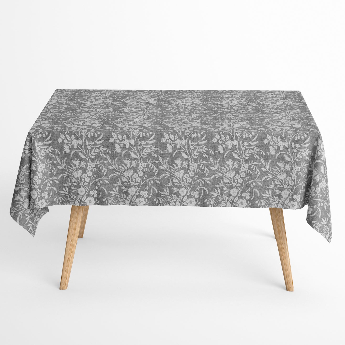 Jacquard Tischdecke Blumenranken auf grau