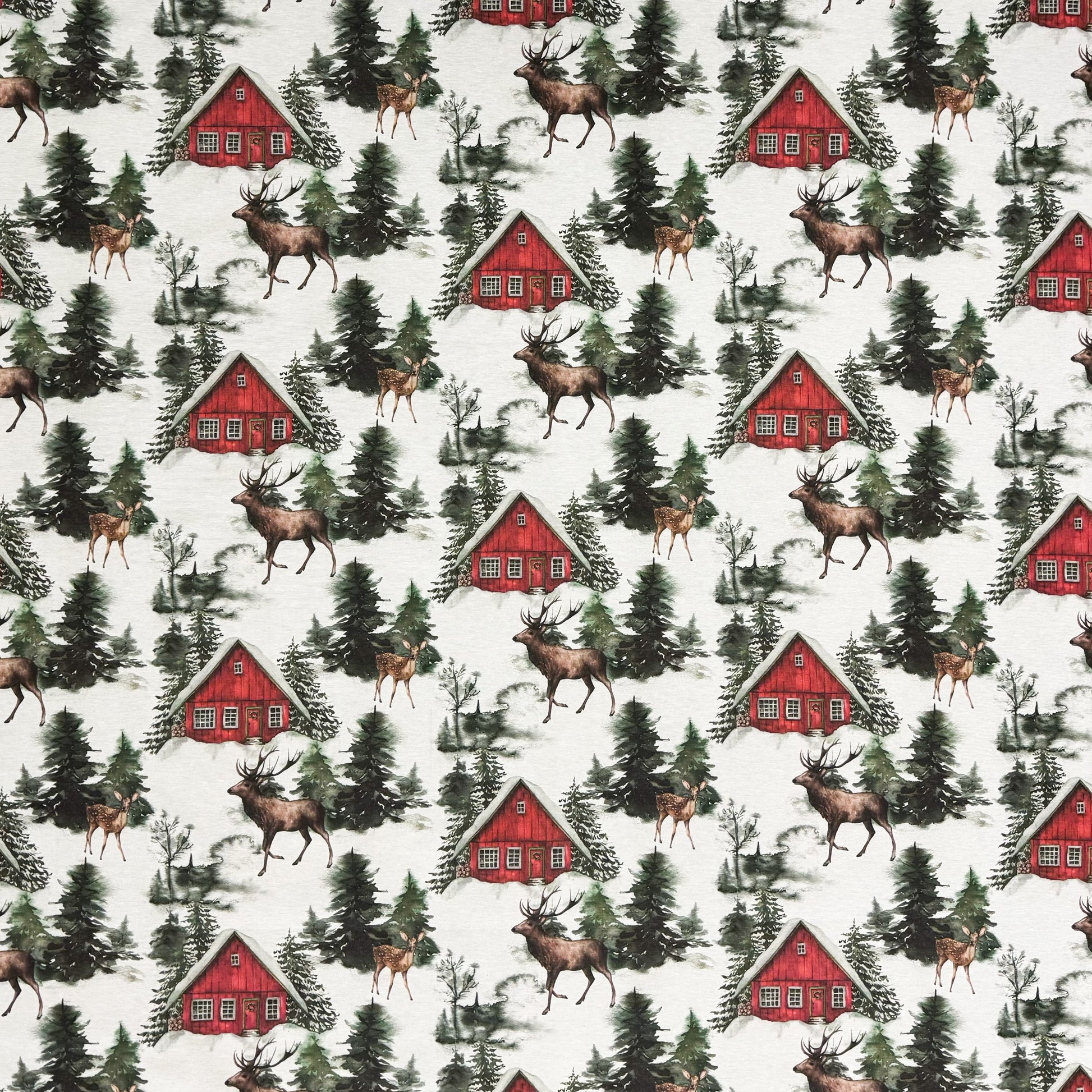 Baumwolltischdecke Winter Wald Hirsch