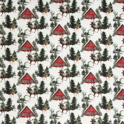 Baumwolltischdecke Winter Wald Hirsch