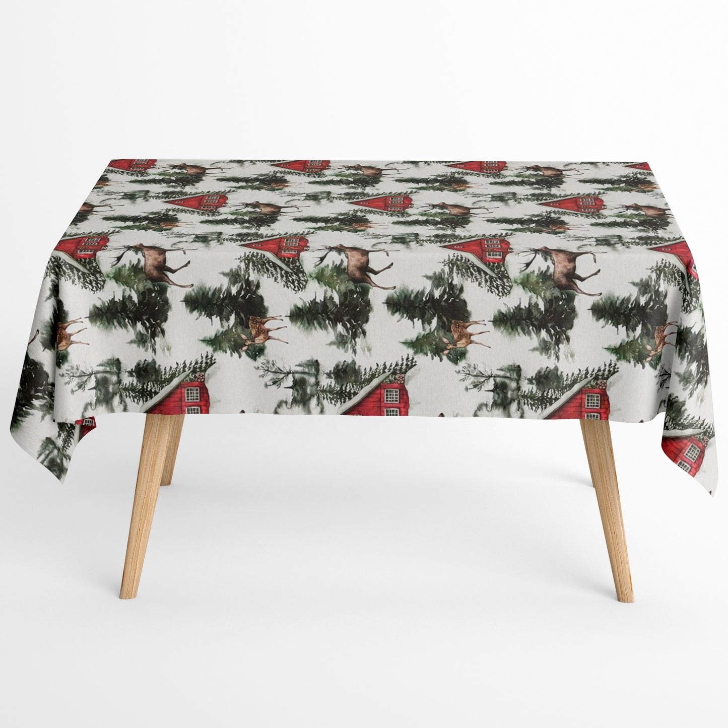Baumwolltischdecke Winter Wald Hirsch