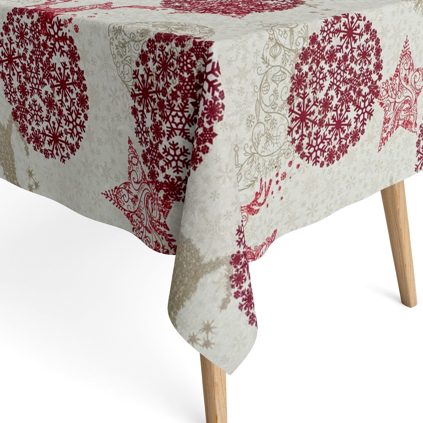 Nappe jacquard coton enduit antitache FLOCON DE NEIGE renne flocons de neige Noël carré rond ovale