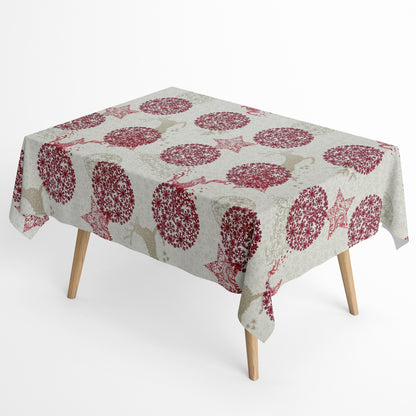 Nappe jacquard coton enduit antitache FLOCON DE NEIGE renne flocons de neige Noël carré rond ovale