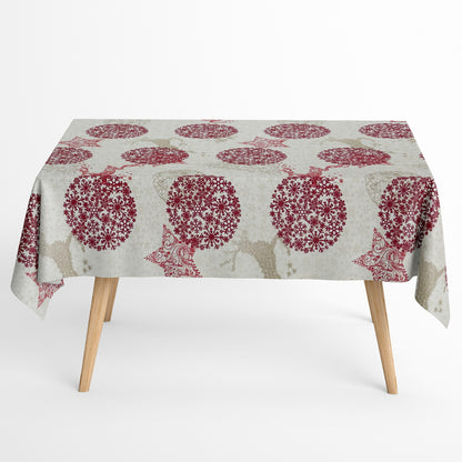 Nappe jacquard coton enduit antitache FLOCON DE NEIGE renne flocons de neige Noël carré rond ovale