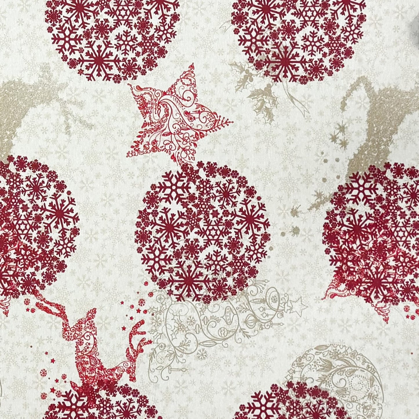 Nappe jacquard coton enduit antitache FLOCON DE NEIGE renne flocons de neige Noël carré rond ovale