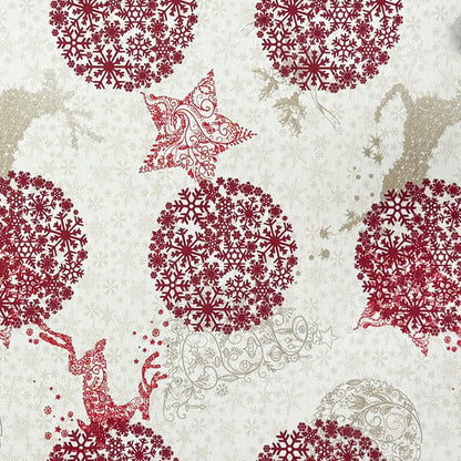 Nappe jacquard coton enduit antitache FLOCON DE NEIGE renne flocons de neige Noël carré rond ovale