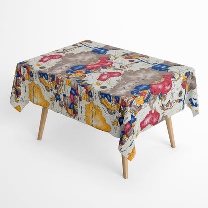 Tischdecke aus beschichteter Baumwolle Weltkarte