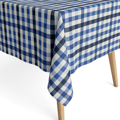 Jacquard Tischdecke kariert blau