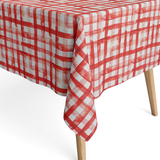 beschichtete Baumwoll Tischdecke kariert rot