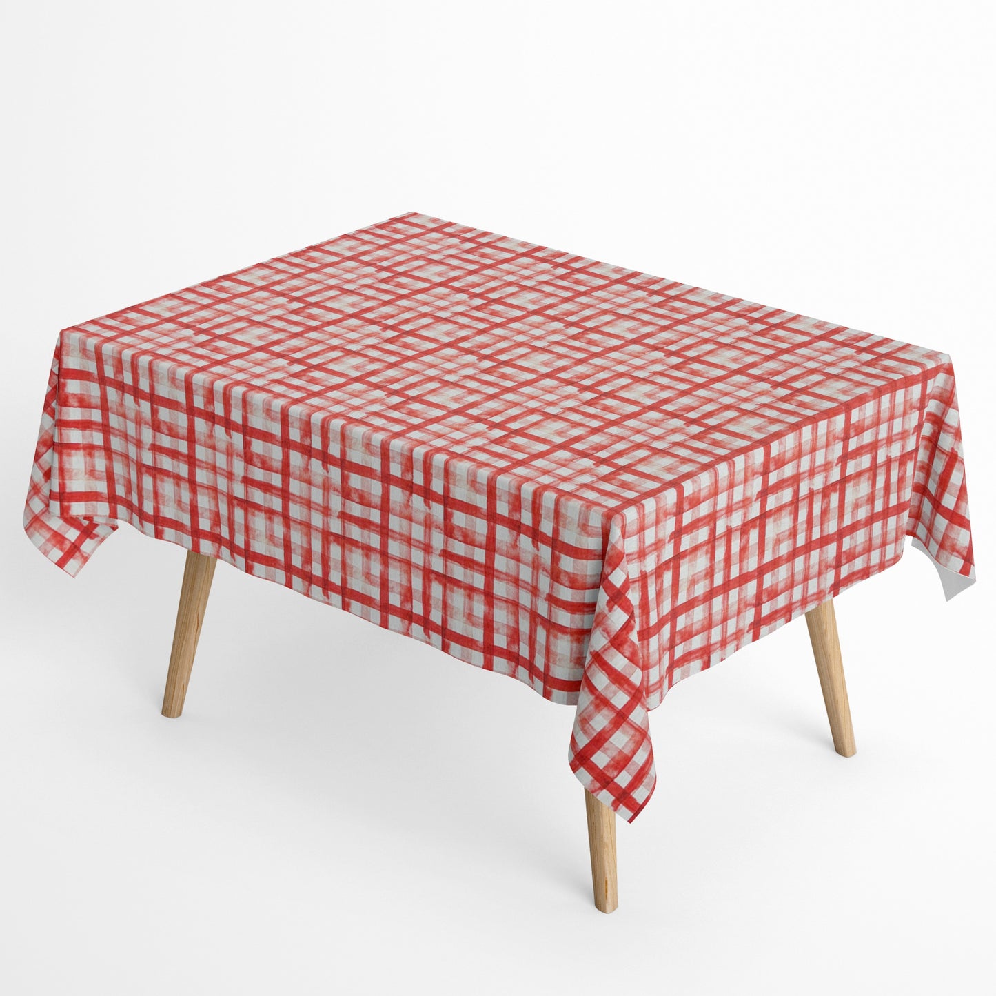beschichtete Baumwoll Tischdecke kariert rot