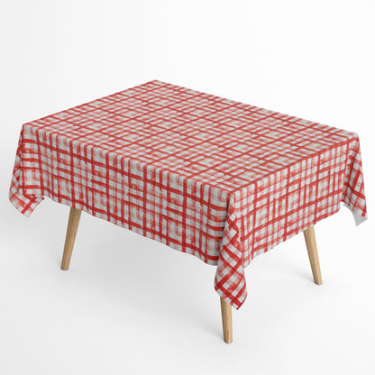 beschichtete Baumwoll Tischdecke kariert rot