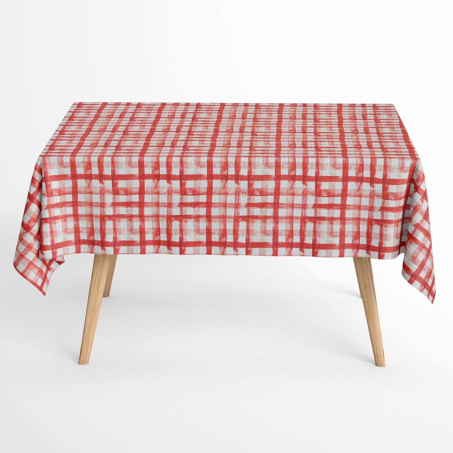 beschichtete Baumwoll Tischdecke kariert rot
