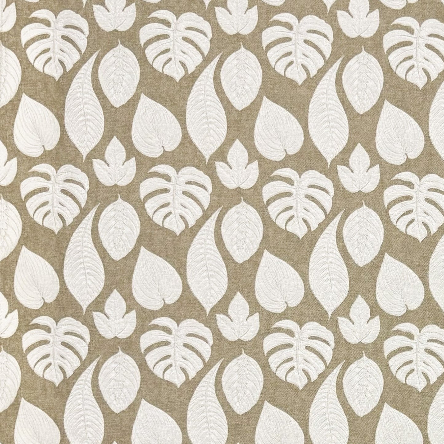 Nappe jacquard en coton enduit antitache VELEZ Monstera Jungle carrée ronde ovale 