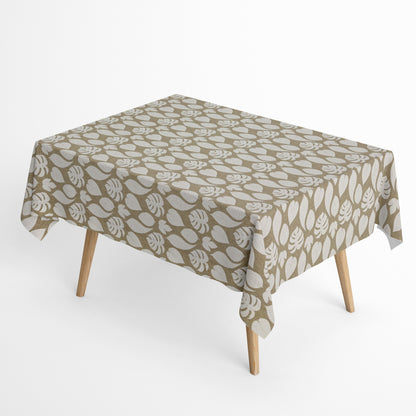 Nappe jacquard coton enduit 160 cm de large VELEZ Monstera Jungle carrée ronde ovale
