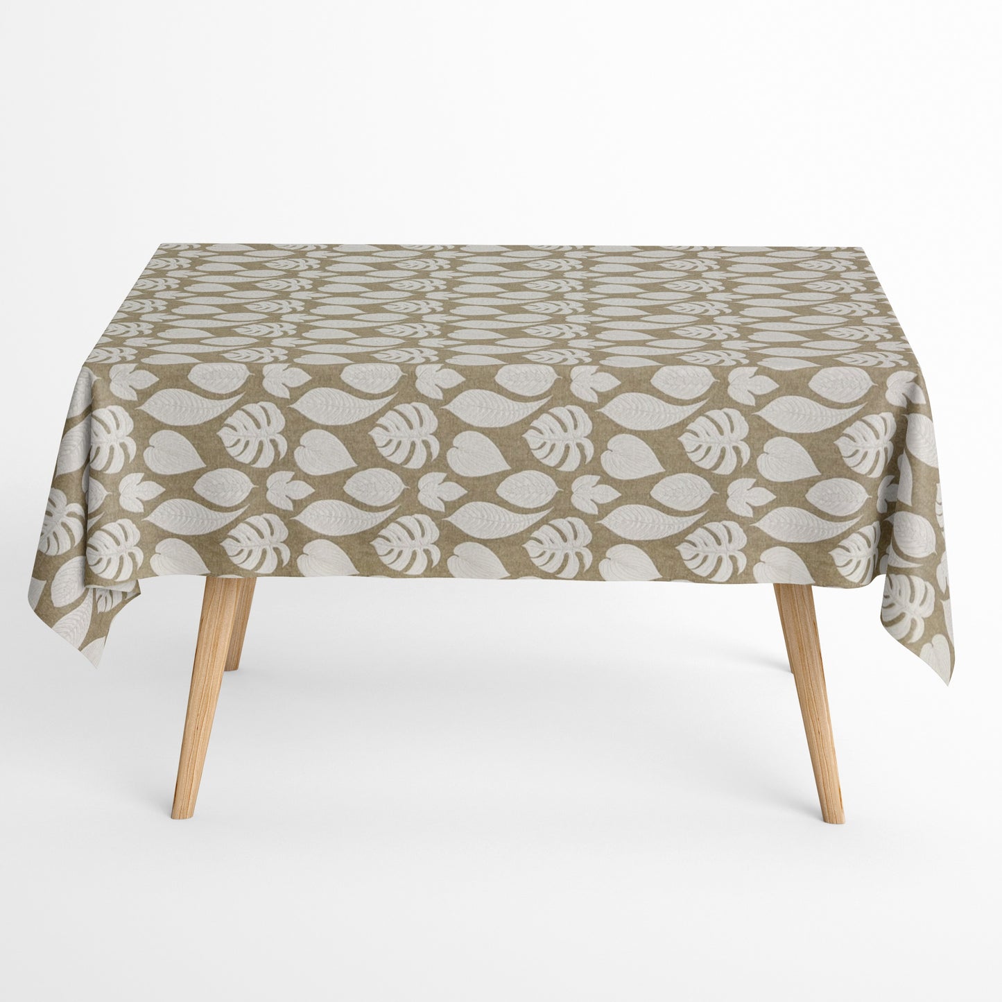 Nappe jacquard en coton enduit antitache VELEZ Monstera Jungle carrée ronde ovale 