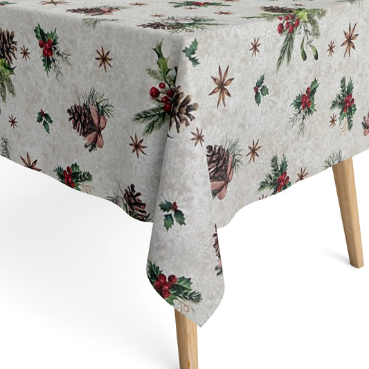 textile Tischdecke Jacquard beschichtete Baumwolle Weihnachten XMAS01 60465 eckig rund oval