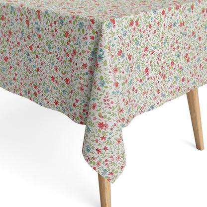 Nappe jacquard en coton enduit avec traitement antitache YILDA4 prairie fleurie carrée ronde ovale 