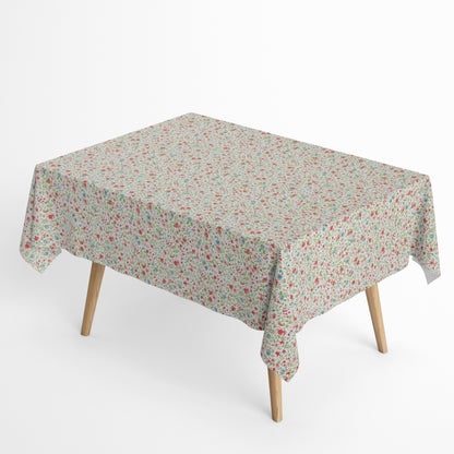 Nappe jacquard en coton enduit avec traitement antitache YILDA4 prairie fleurie carrée ronde ovale 