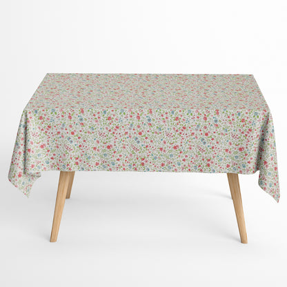 Nappe jacquard en coton enduit avec traitement antitache YILDA4 prairie fleurie carrée ronde ovale 