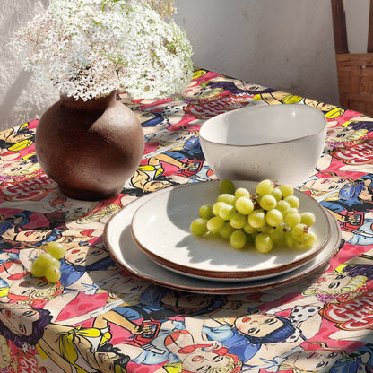 Jacquard Tischecke aus beschichteter Baumwolle retro Pinup