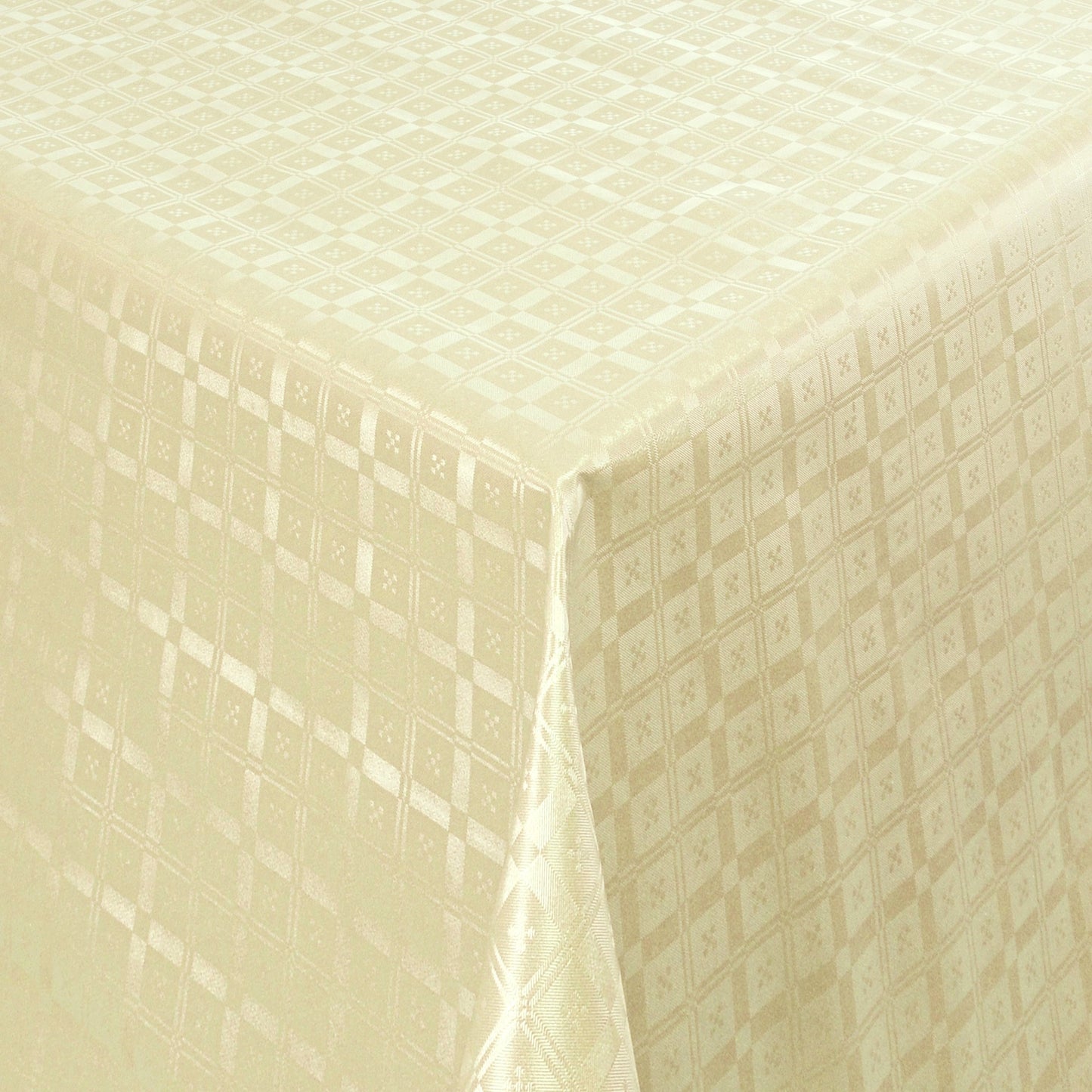 Nappe en toile cirée damassée gaufrée 03011-56 champagne à carreaux carrée ronde ovale