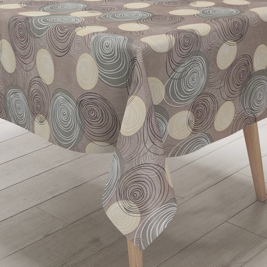 Wachstuch Tischdecke Kreise braun