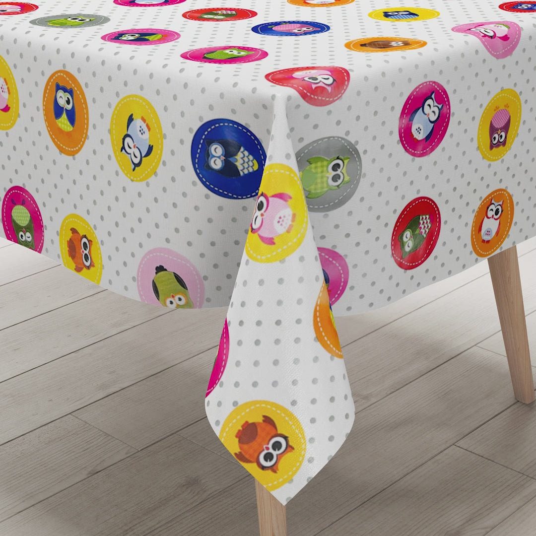 Wachstuch Tischdecke bunte Eulen