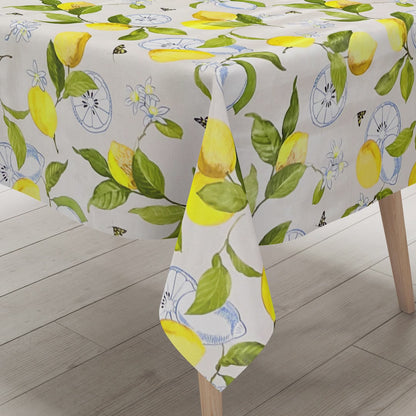 Oilcloth tablecloth C141801 lemons Mediterranean kitchen motif square round oval