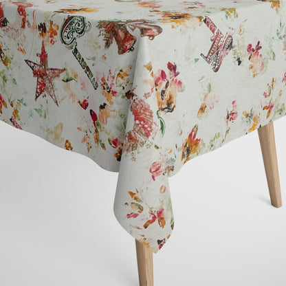 Jacquard tablecloth made of coated cotton with stain protection MARILIA Christmas MERRY CHRISTMAS 