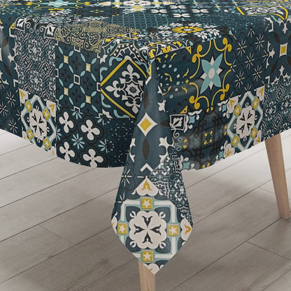 Nappe en toile cirée B5010-04 carreaux de mosaïque pétrole Portugal carré rond ovale