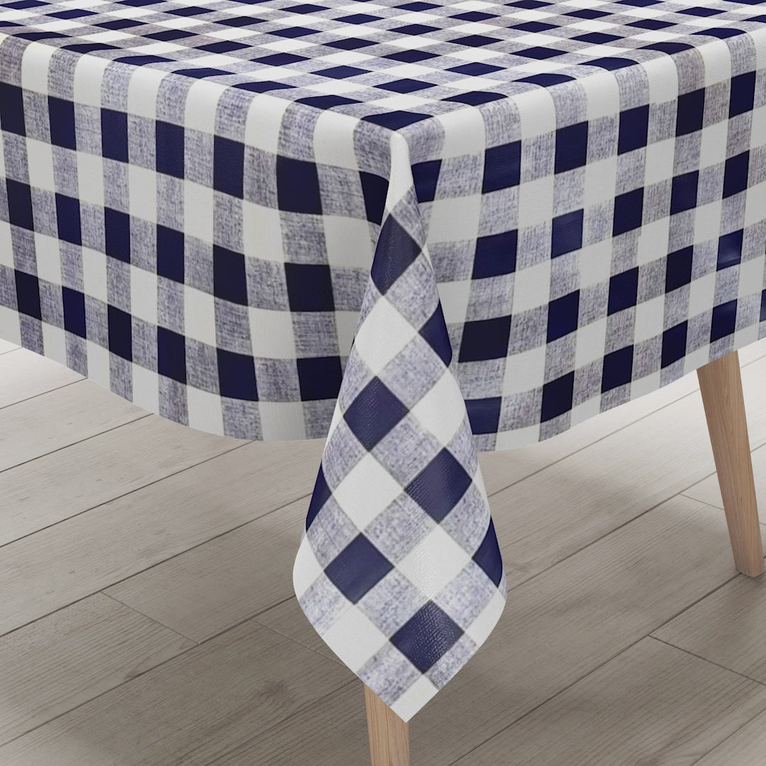 Wachstuch Tischdecke kariert marineblau