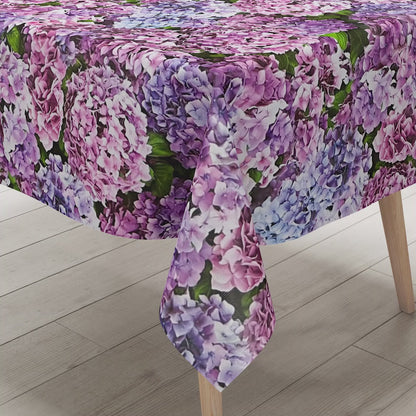 Nappe en toile cirée B4049-01 Hortensias Mer de Fleurs carrée ronde ovale vendue au mètre