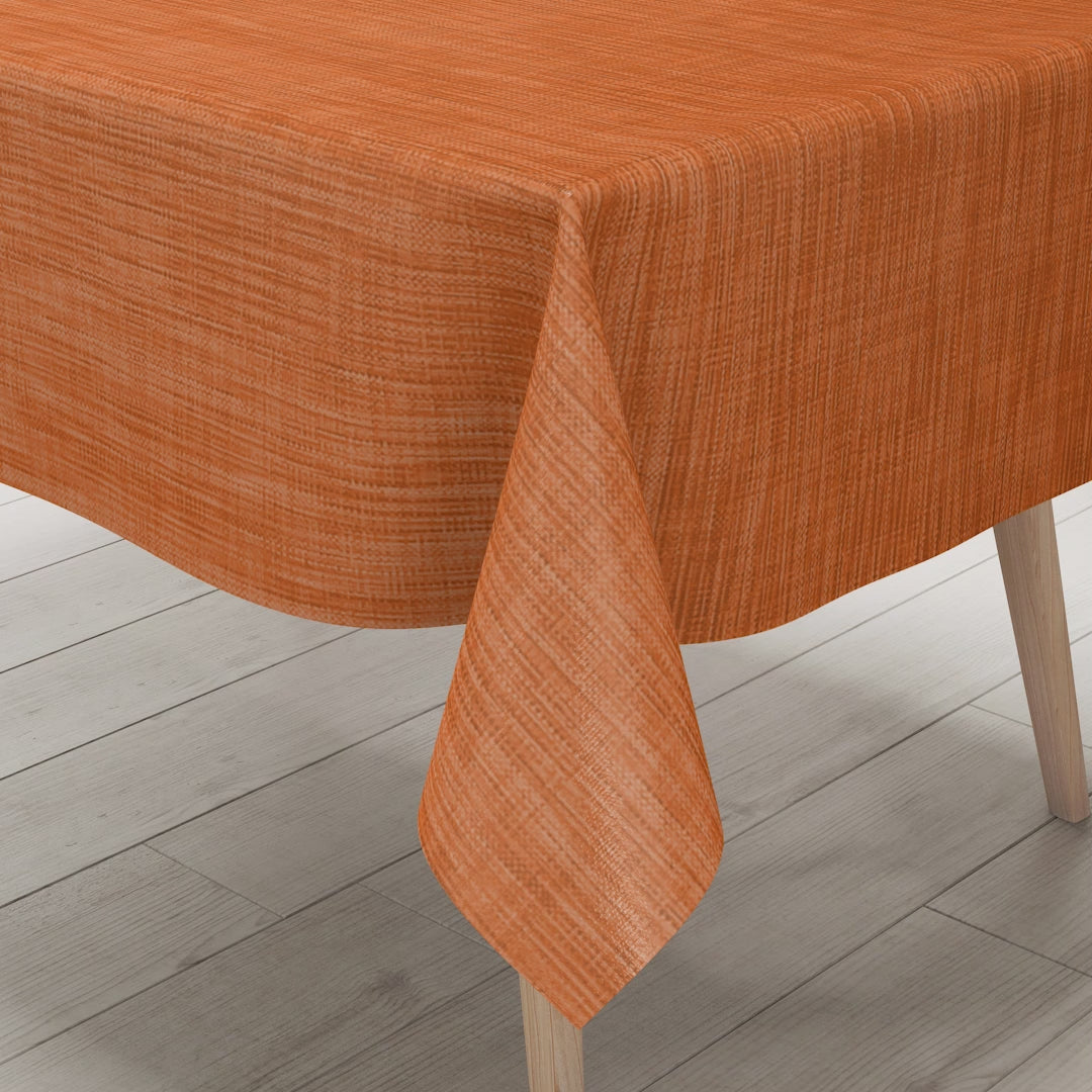 Wachstuch Tischdecke orange Leinenoptik
