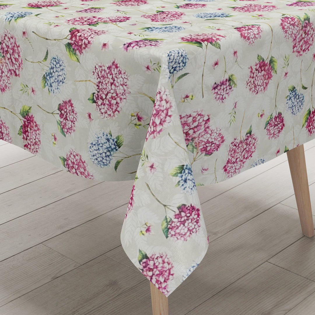 Wachstuch Tischdecke Hortensie beige