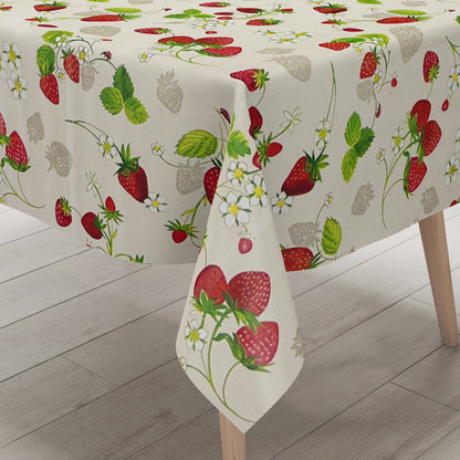 Nappe en toile cirée C141791 motif fraises fruits cuisine d'été carré rond ovale