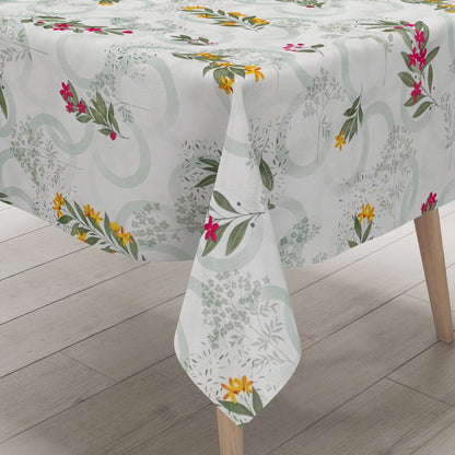 Wachstuch Tischdecke grüne Kreise Blüten