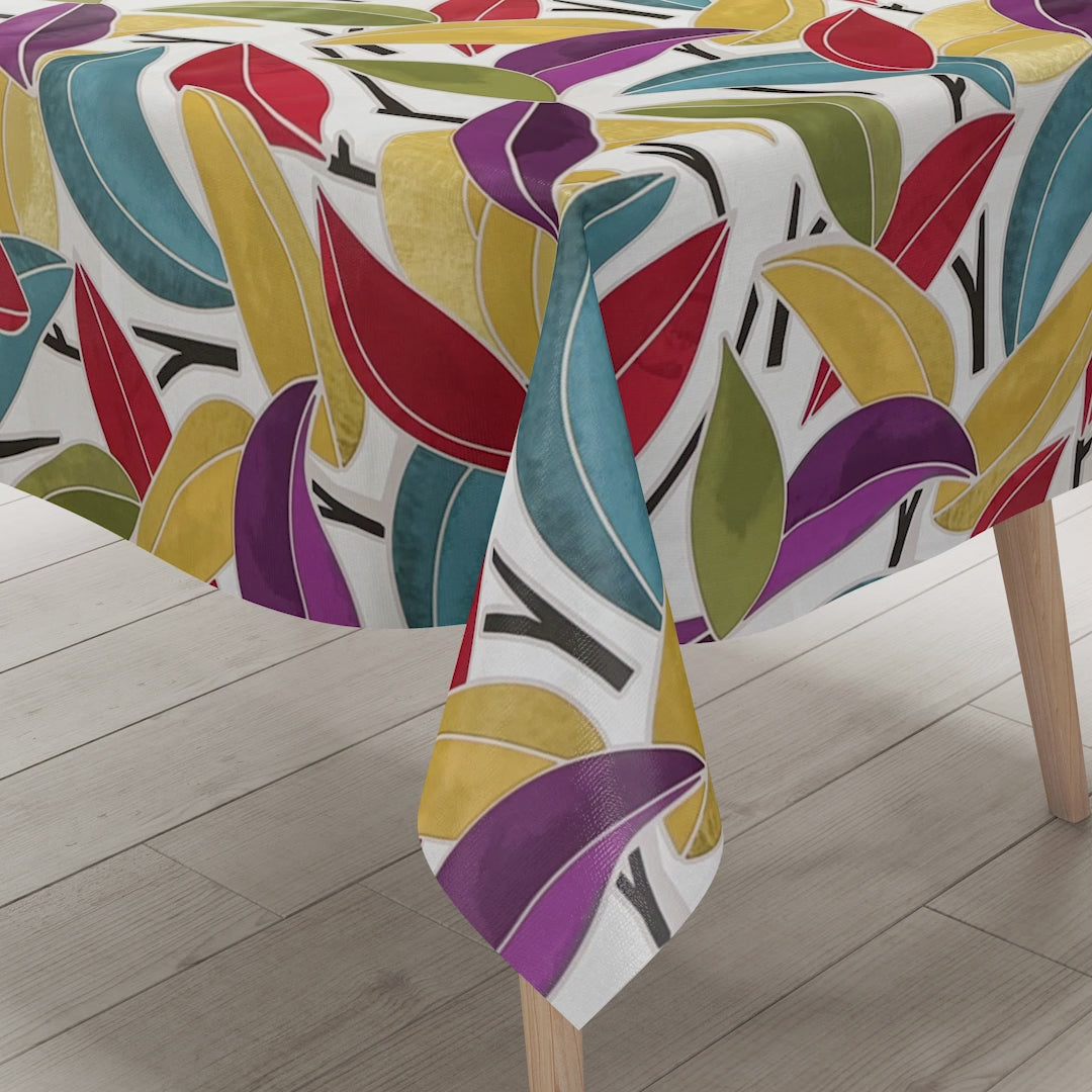 Wachstuch Tischdecke bunte Blätter Dschungel