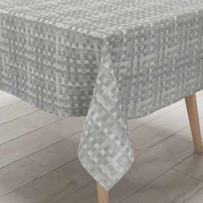 Wachstuch Tischdecke geprägt M19350 silber grau kariert Quadrate eckig rund oval