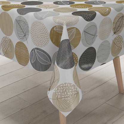 Wachstuch Tischdecke Kreise Laub braun