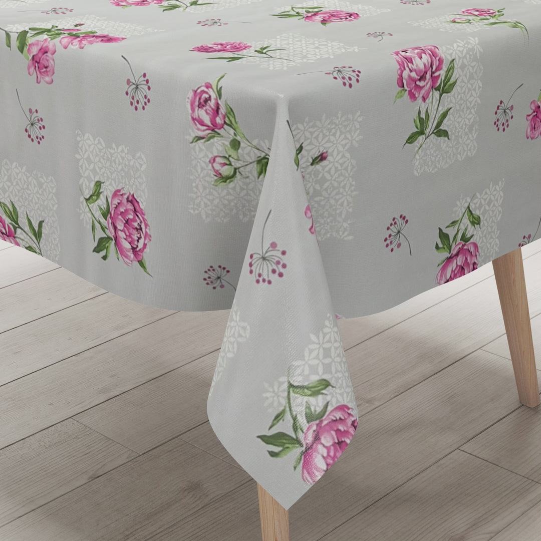 Wachstuch Tischdecke Rosen hellgrau