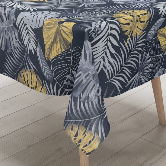 Wachstuch Tischdecke Monstera gold