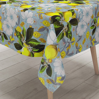 Wachstuch Tischdecke B6025-03 hellblau Zitronen Finca Sommer eckig rund oval