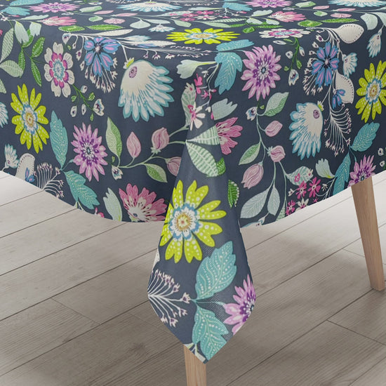 Wachstuch Tischdecke Blumenwiese  blau
