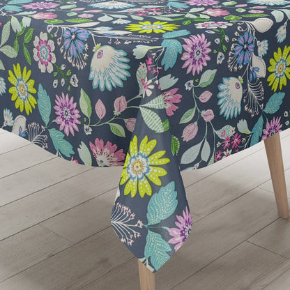 Wachstuch Tischdecke Blumenwiese  blau